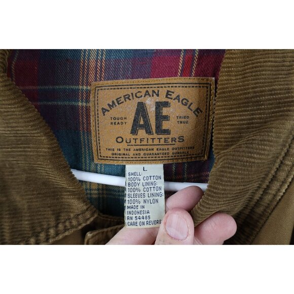 Vintage 90s American Eagle Outfitters Mens Large Flannel Lined Chore Barn Jacket - Picture 11 of 16